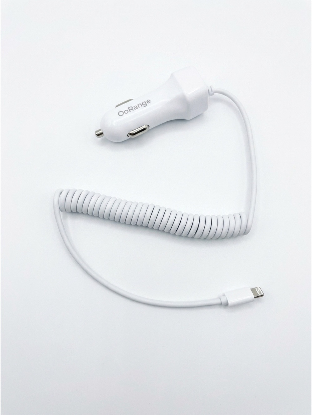 OoRange Car Charger with Coiled Lightning Cable 8 pin
